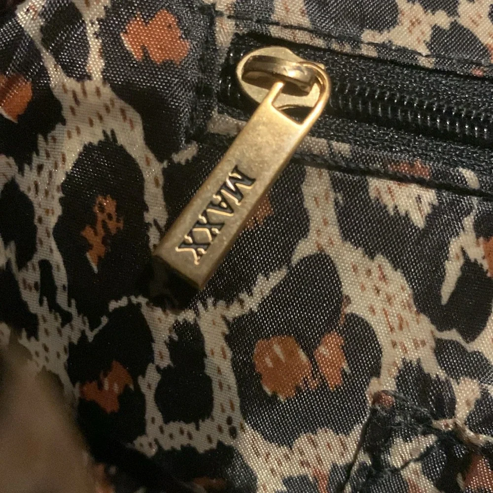 Maxx NY Large Tan Croc Leather Studded Hobo Bag